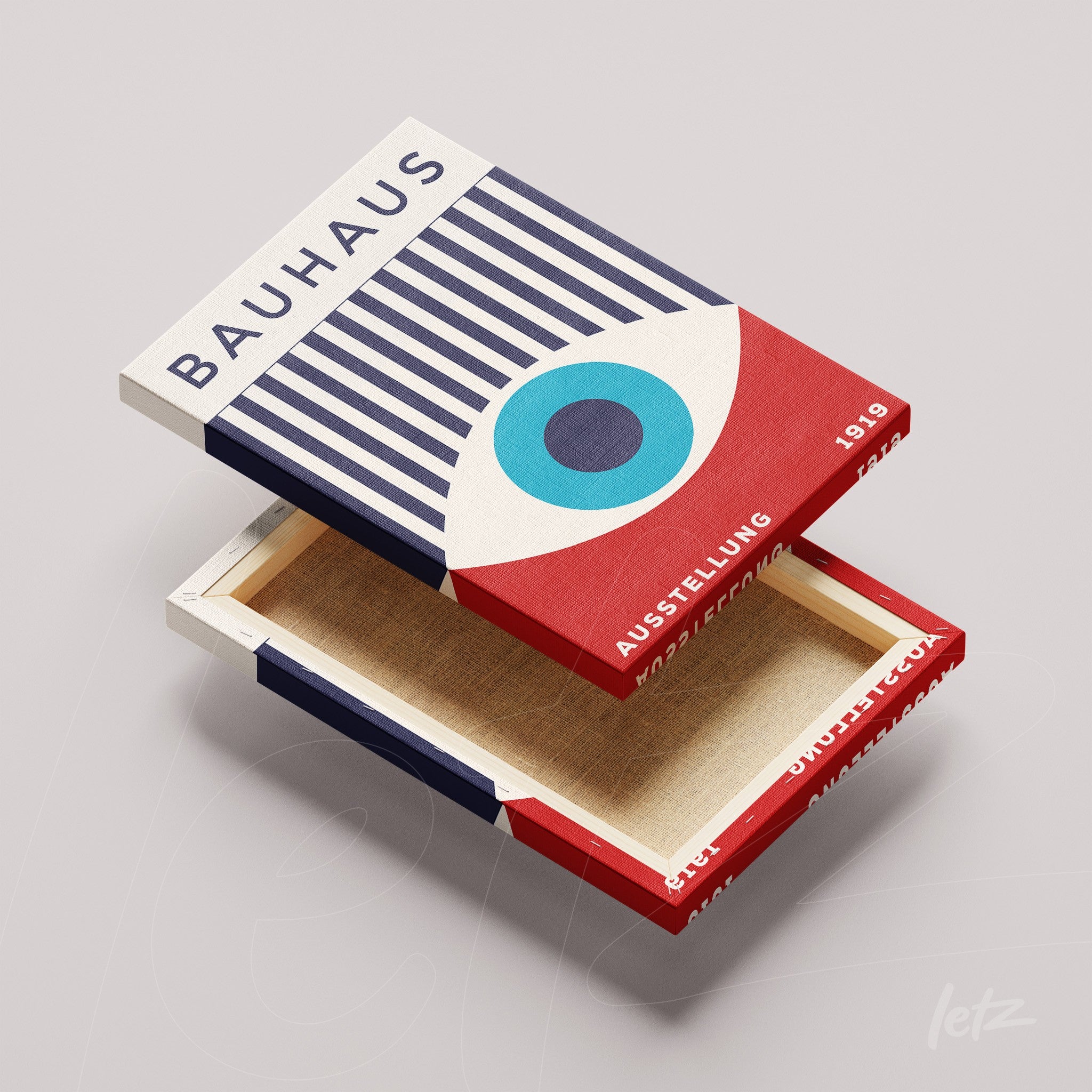 arte em canvas estilo bauhaus com padrões geométricos e texto