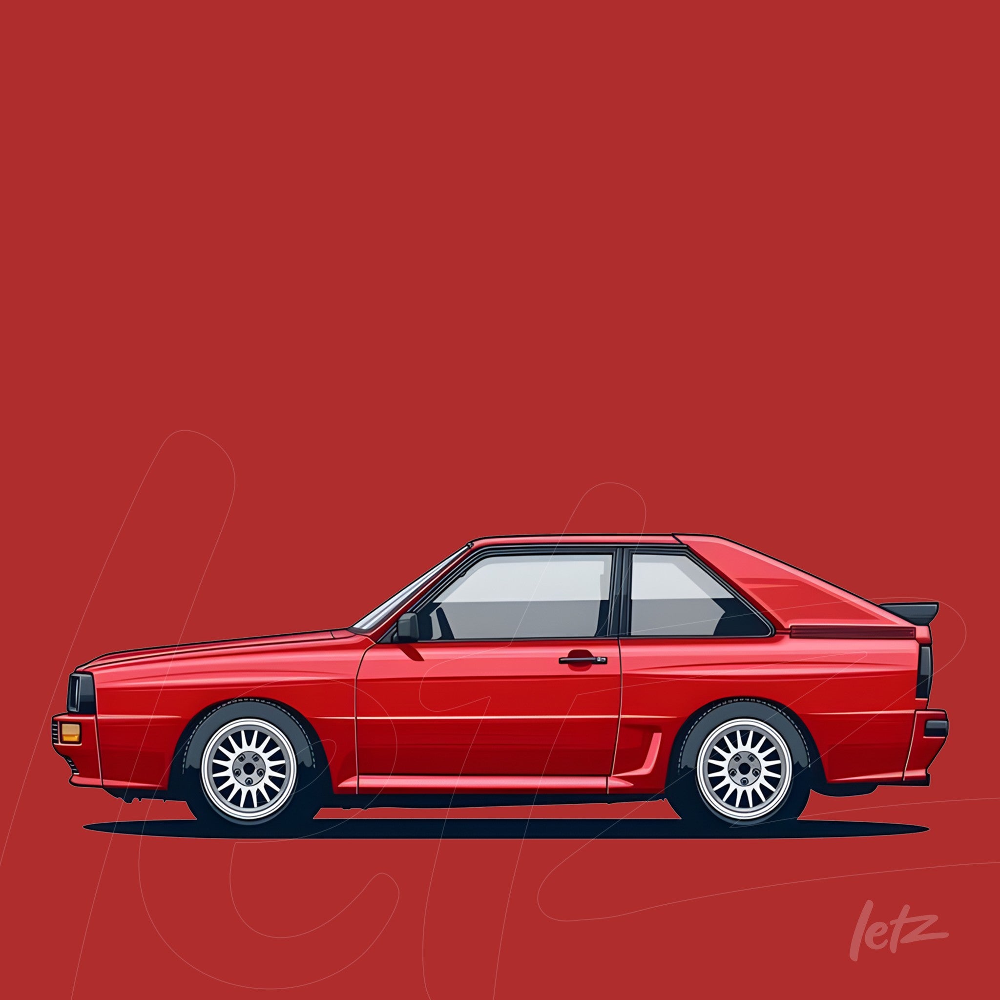 ilustração de carro esportivo vermelho em fundo vermelho liso