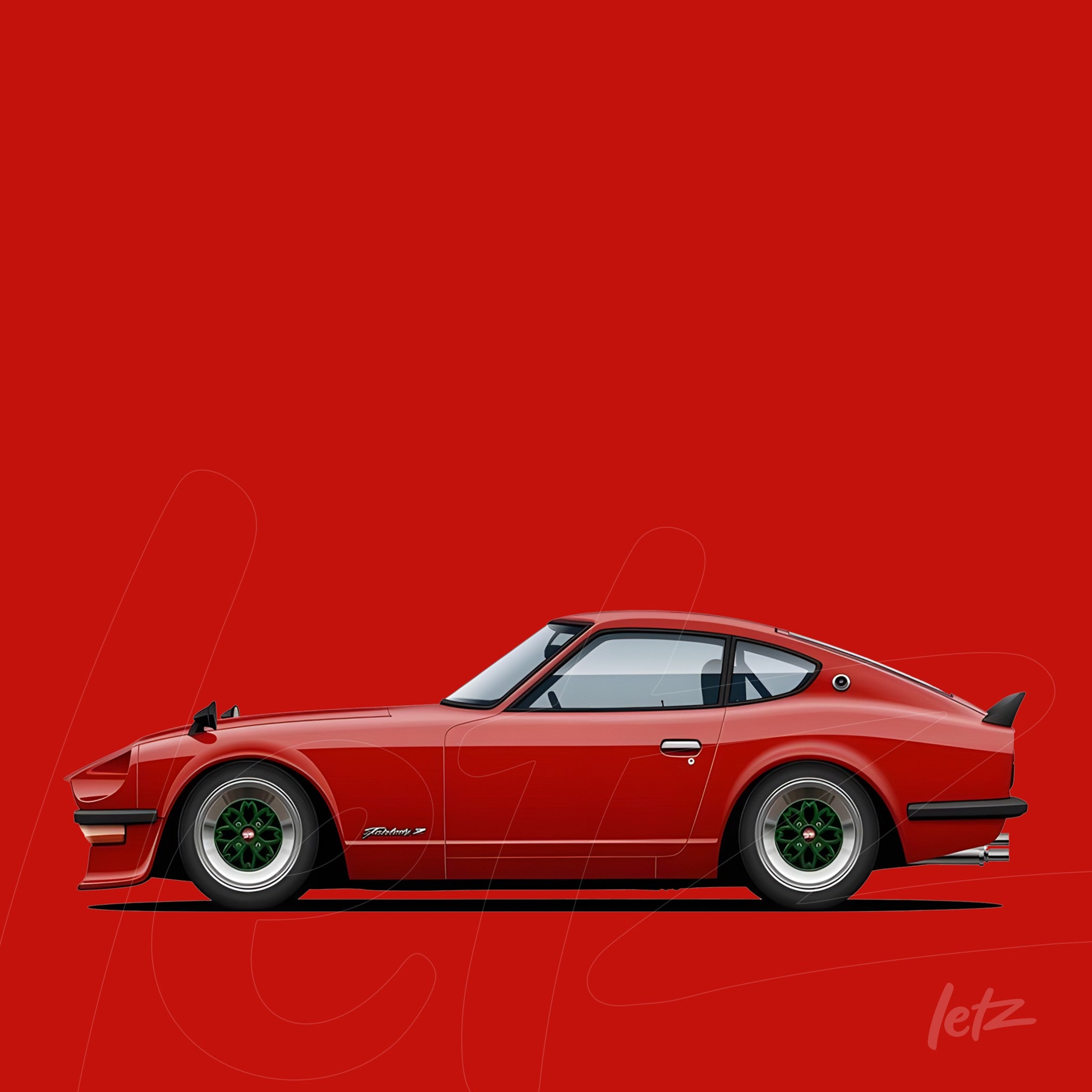 quadro com arte digital de carro esportivo vermelho em fundo vermelho