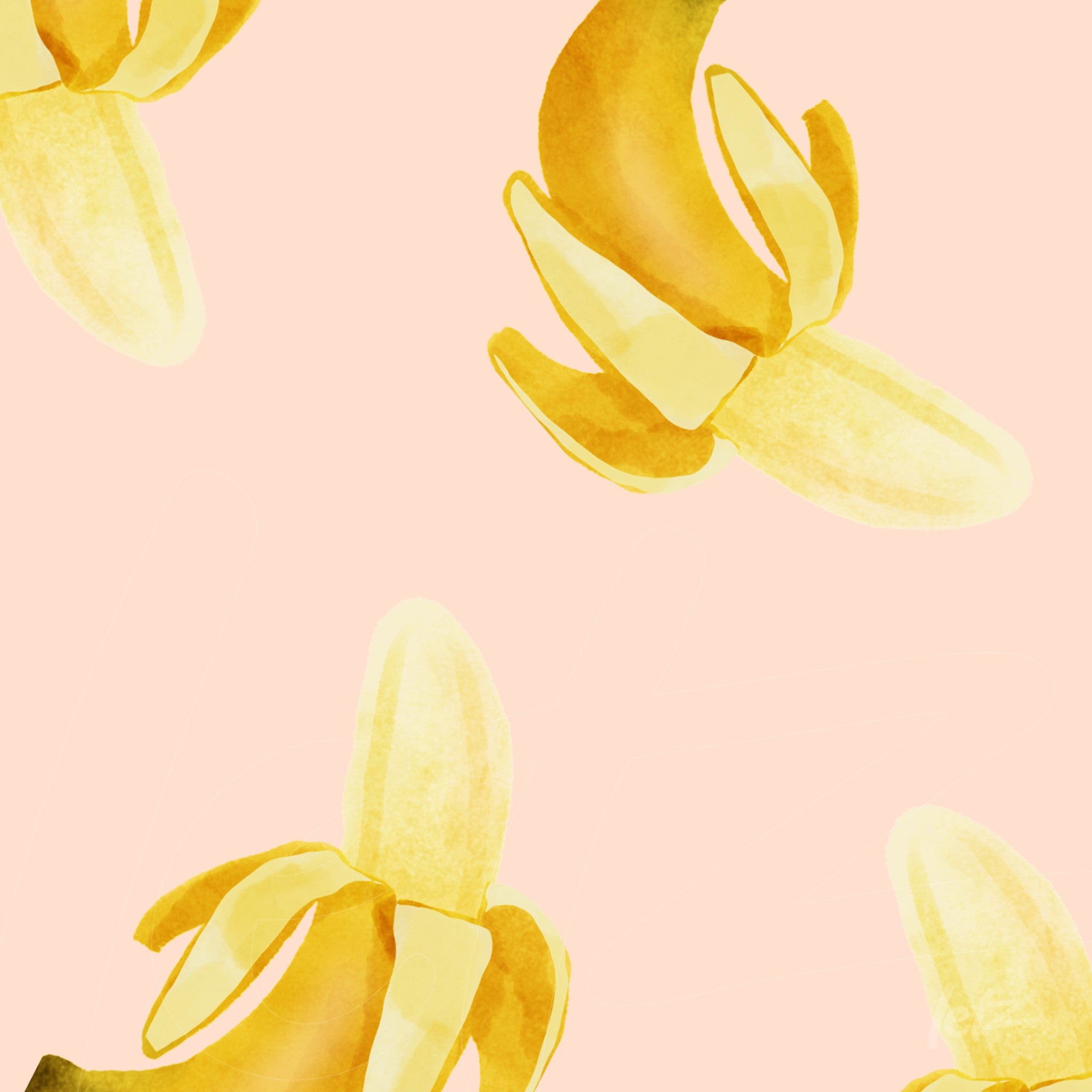 quadro com padrão de bananas amarelas em fundo rosa suave