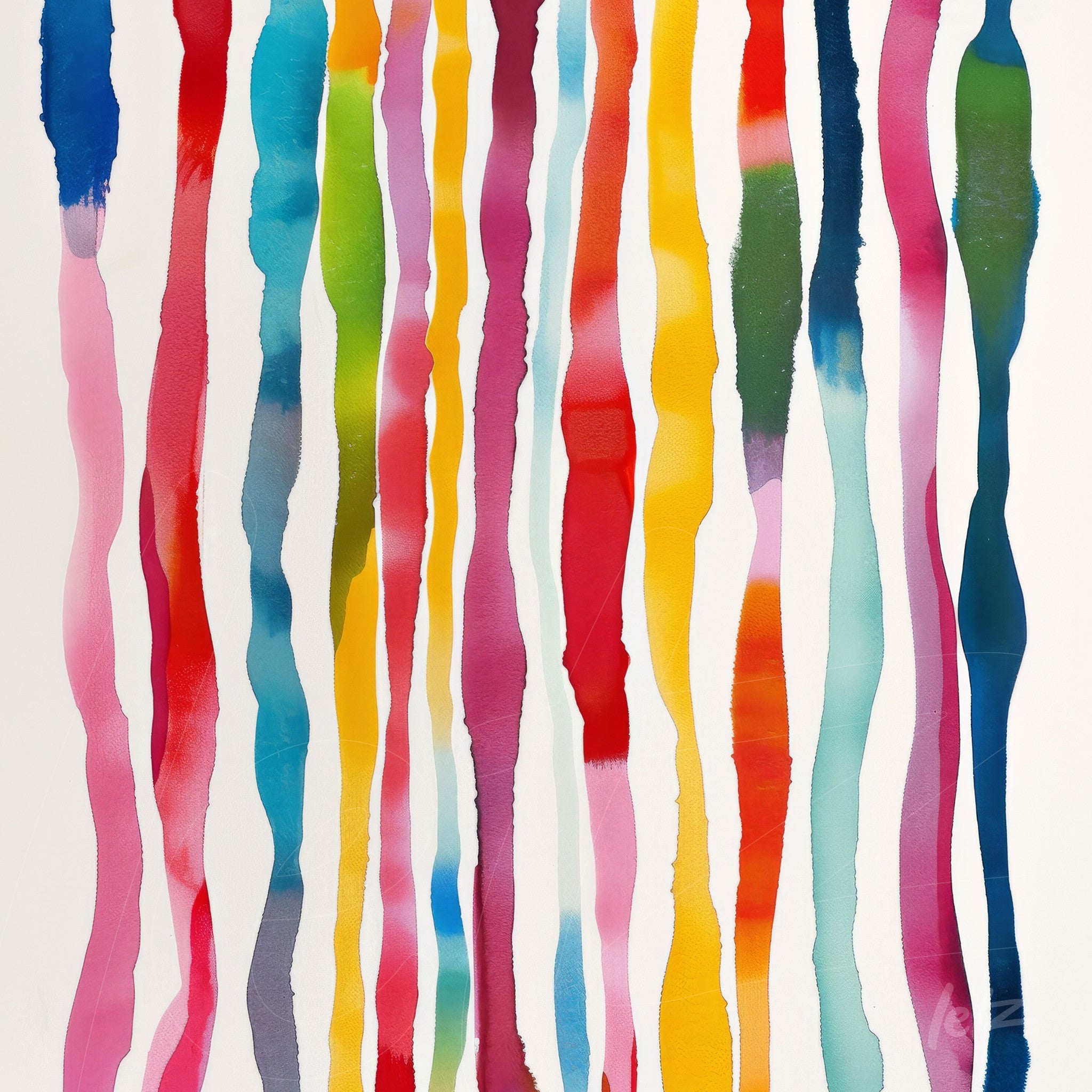 arte abstrata com linhas verticais de várias cores vibrantes em listras fluidas