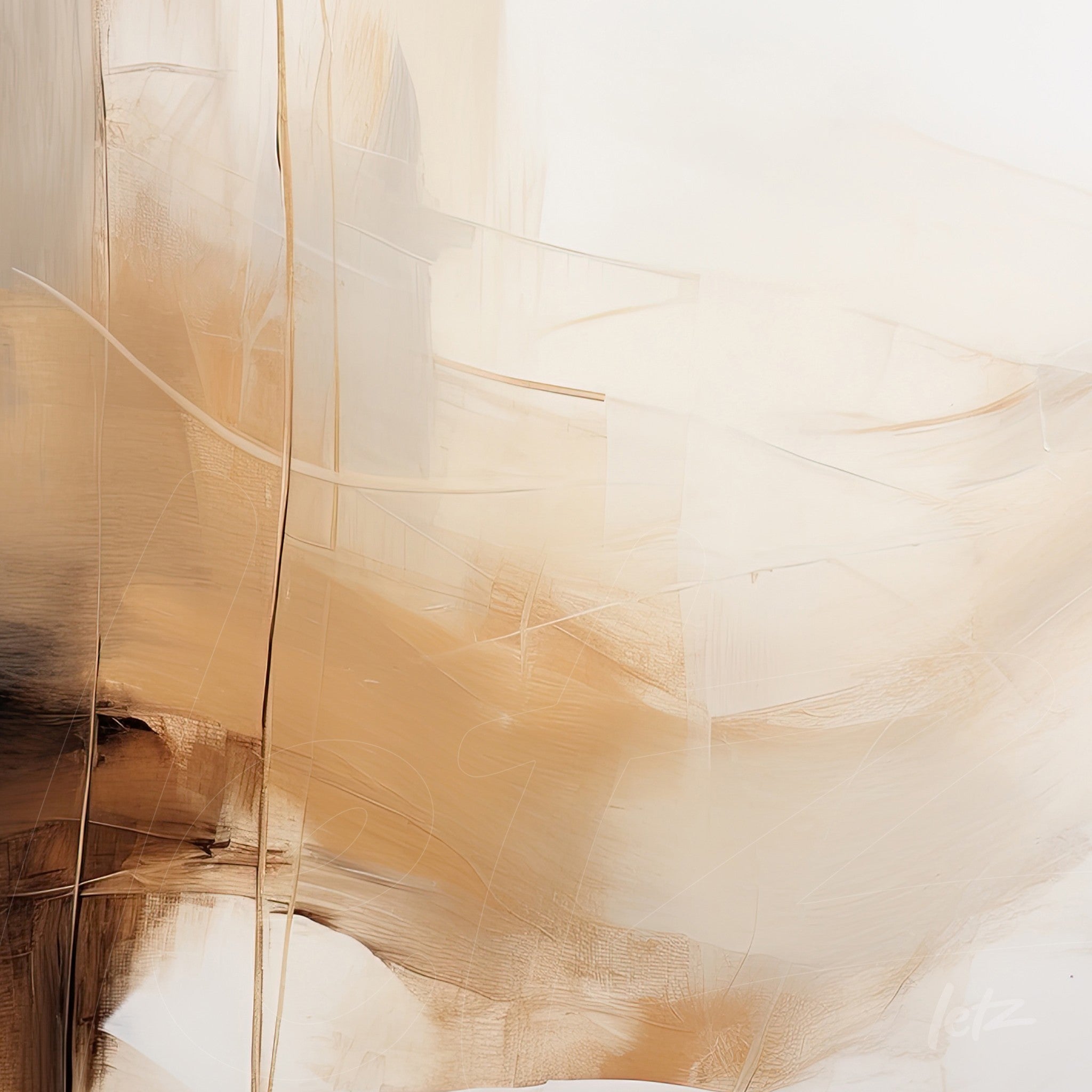 arte abstrata com tonalidades suaves de marrom e bege em fundo branco