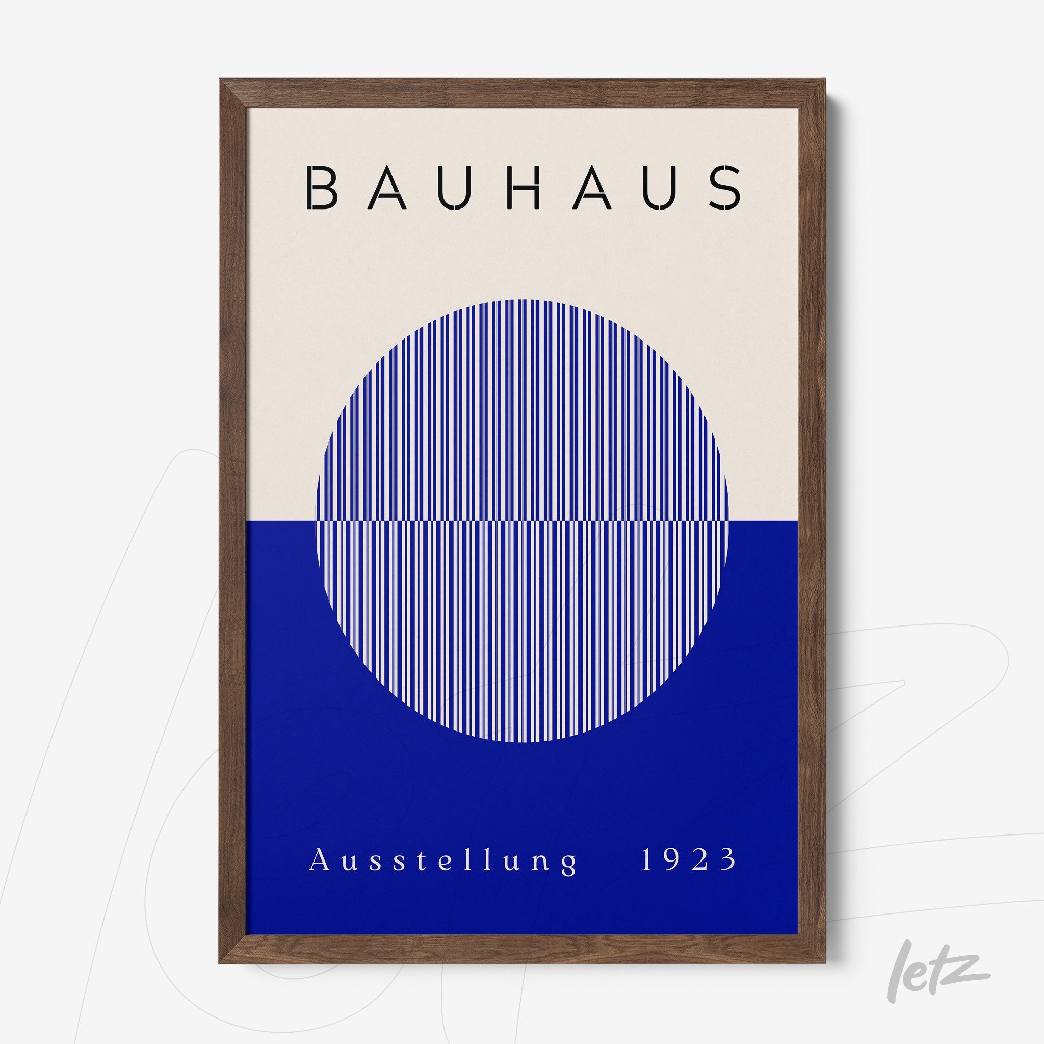 quadro com design em estilo bauhaus de 1923 em moldura de madeira escura