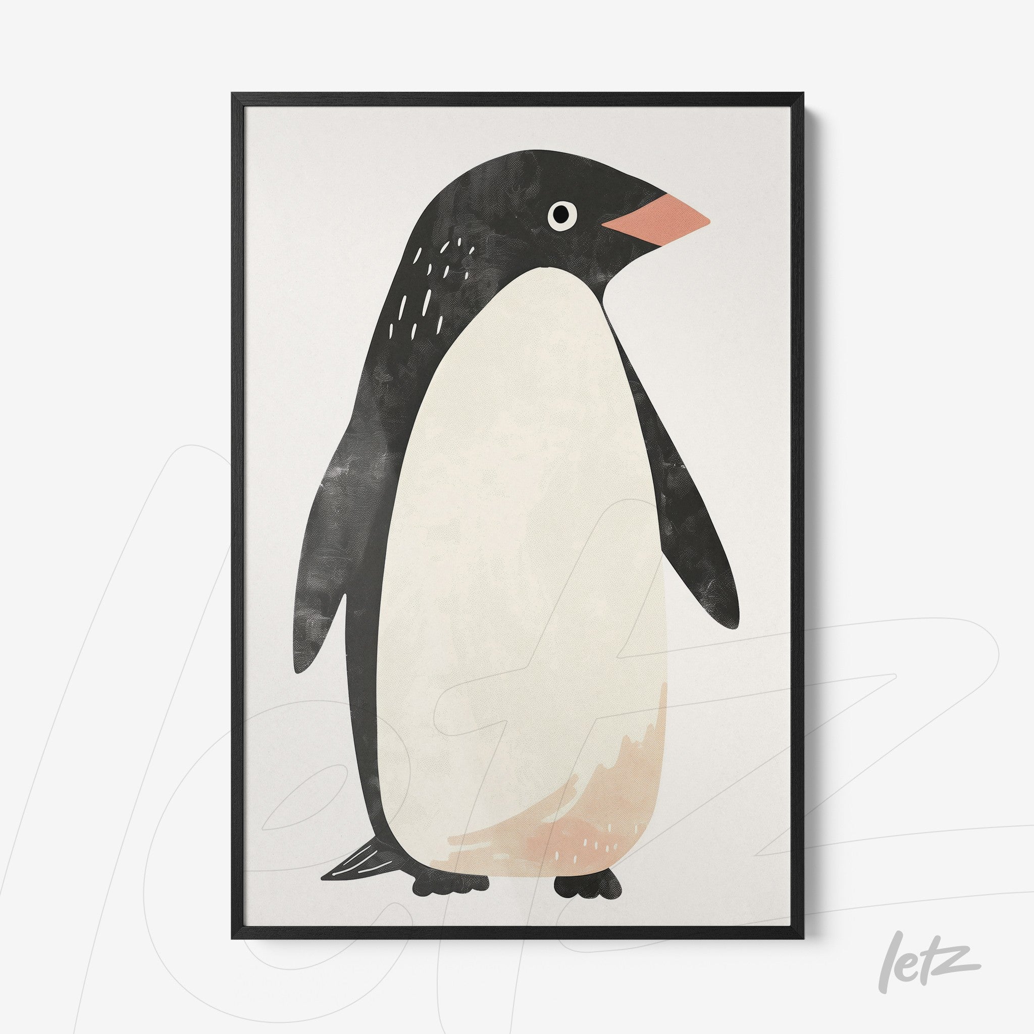 Letz-Quadro-Preview-Filete-com-Vidro-Preta_animais-fofinhos-pinguim-1.jpg
