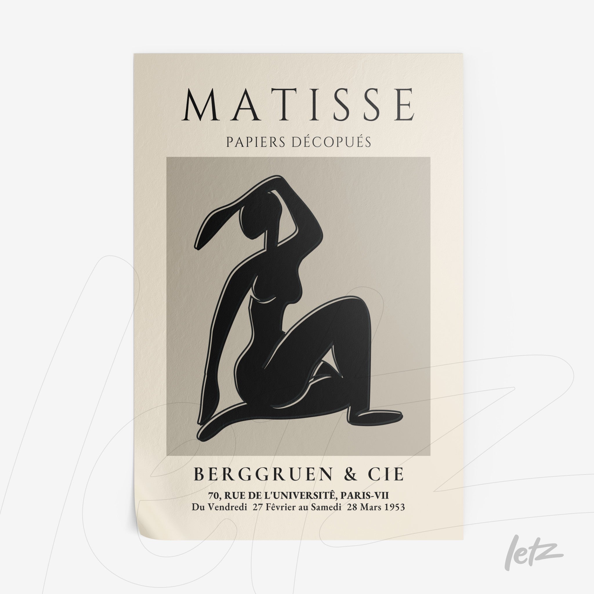 quadro ilustrativo com silhueta feminina estilizada em fundo creme e texto em preto