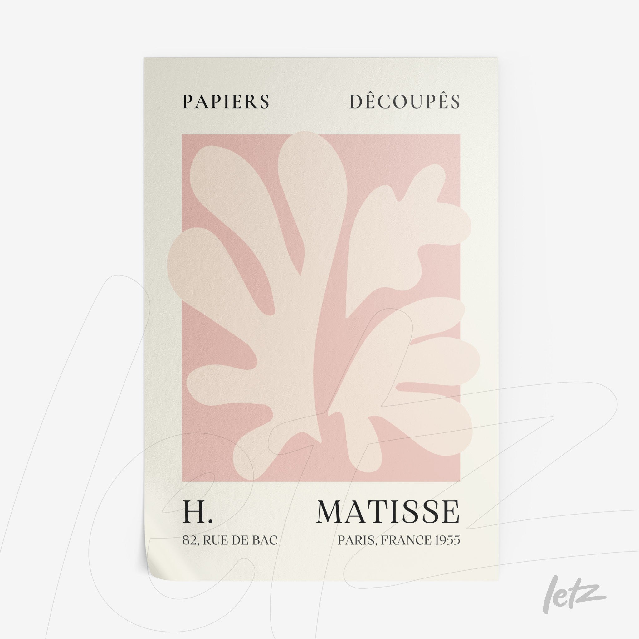 quadro com arte abstrata em cores suaves, apresentando formas orgânicas sobre fundo claro