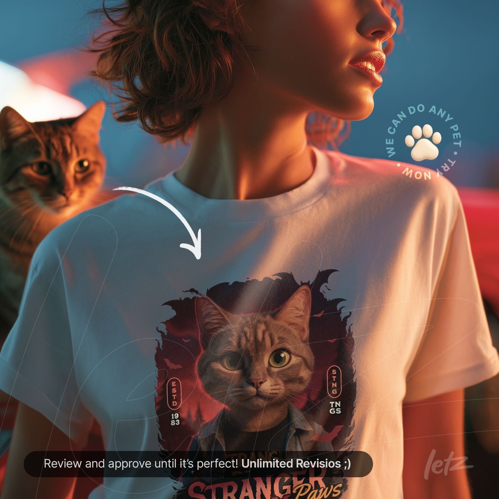 Camiseta Stranger Paws inspirada na Série Stranger Things