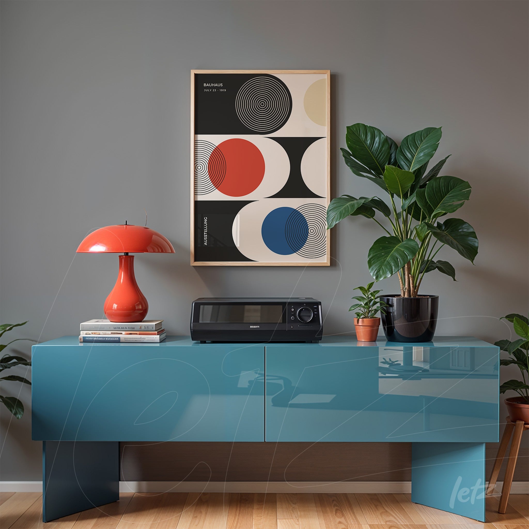 Quadro Abstrato Bauhaus com Cores Vibrantes – Letz