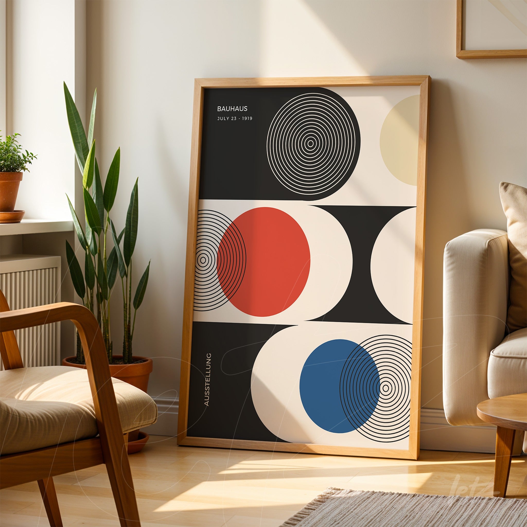 Quadro Abstrato Bauhaus com Cores Vibrantes – Letz