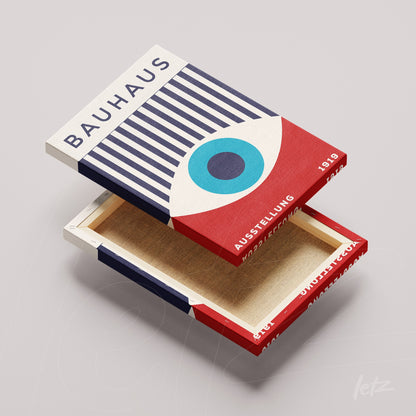 arte em canvas estilo bauhaus com padrões geométricos e texto