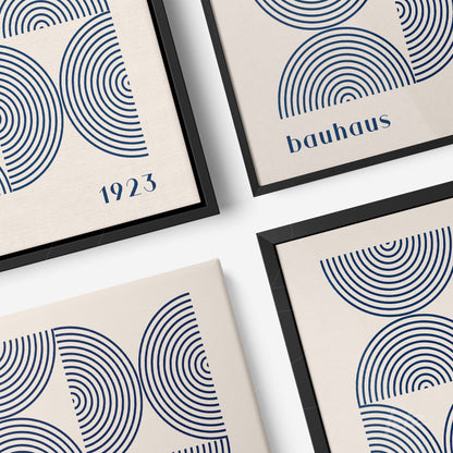 coleção de quadros com arte geométrica em estilo bauhaus em moldura preta