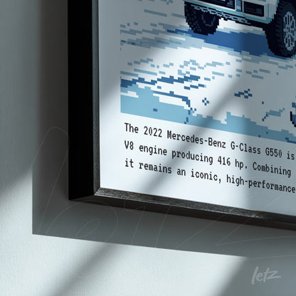 quadro com arte digital do carro Mercedes-Benz G-Class 2022 em moldura preta