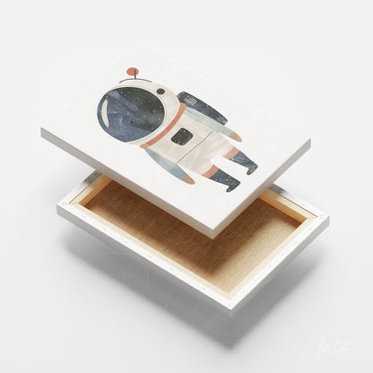 quadro em canvas com ilustração de astronauta com fundo espacial