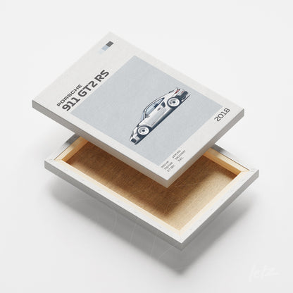 quadro em canvas com ilustração do carro Porsche 911 GT2 RS em fundo claro