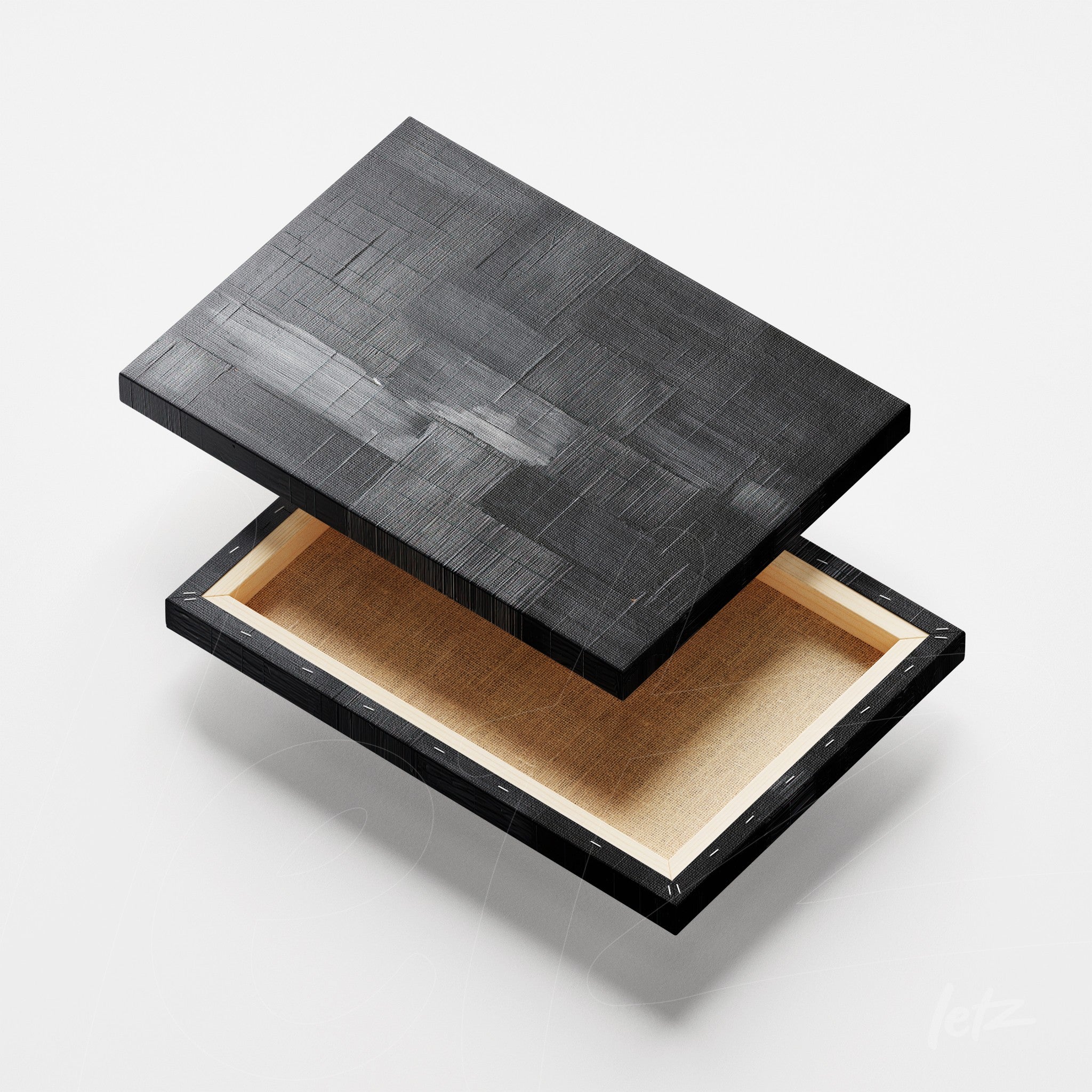 moldura preta de quadro personalizado com textura lisa, exibida de forma invertida