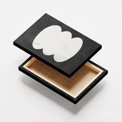 caixa de quadro com acabamento em canvas na cor preta e interior em tecido claro