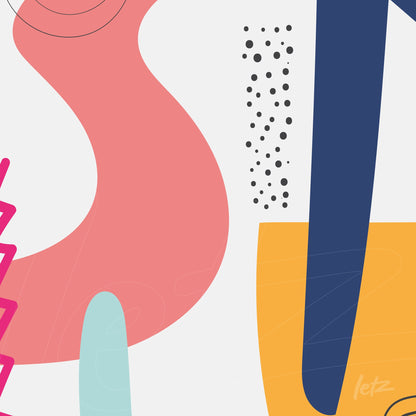 quadros decorativos abstratos coloridos com formas geométricas em fundo branco com impressão em canvas