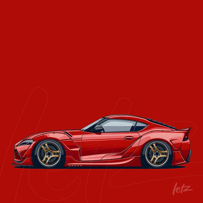 ilustração de carro esportivo vermelho em estilo vetorial sobre fundo vermelho