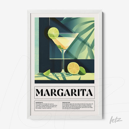 quadro com arte moderna do drink margarita em moldura branca