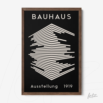 arte geométrica do movimento Bauhaus de 1919 com moldura de madeira escura