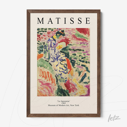 quadro com arte abstrata de Henri Matisse, intitulado 'La Japonaise', em moldura de madeira escura