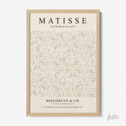 quadro com arte de plantas e flores em estilo vintage, moldura em madeira clara