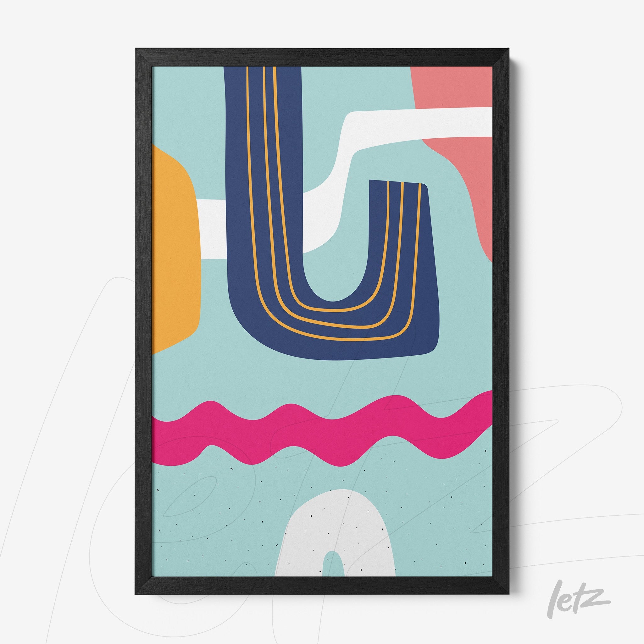 ```json
{
  "alt": "arte abstrata de estilo moderno em cores vibrantes dentro de moldura preta fina",
  "alt_en": "modern abstract art in vibrant colors enclosed in a slim black frame"
}
```