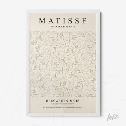 quadro com arte floral inspirada em Matisse em moldura branca