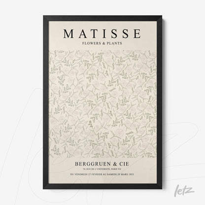 quadro com arte de flores e plantas no estilo vintage com moldura preta fina