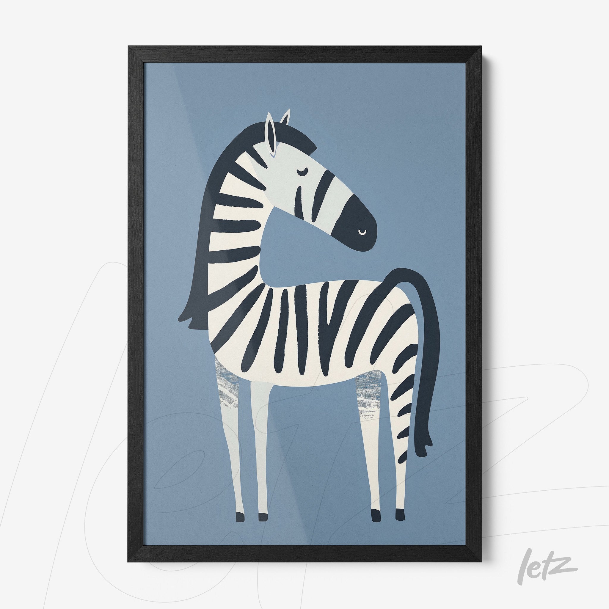 Letz Quadro Preview Caixa com Vidro Preta animais fofinhos zebra 1