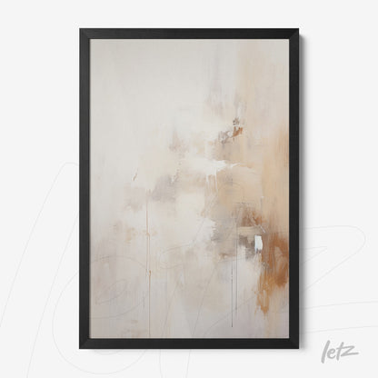 quadro decorativo abstrato em tons neutros e terrosos com moldura preta