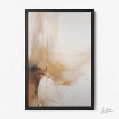 quadro com arte abstrata em tons terrosos em moldura preta fina