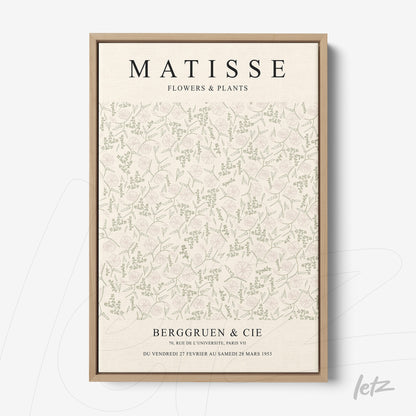 quadro com arte floral em estilo vintage com fundo claro e moldura de madeira clara