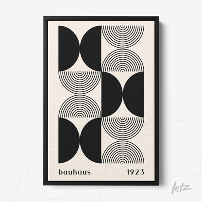 poster impresso com design geométrico estilo Bauhaus 1923 em moldura preta