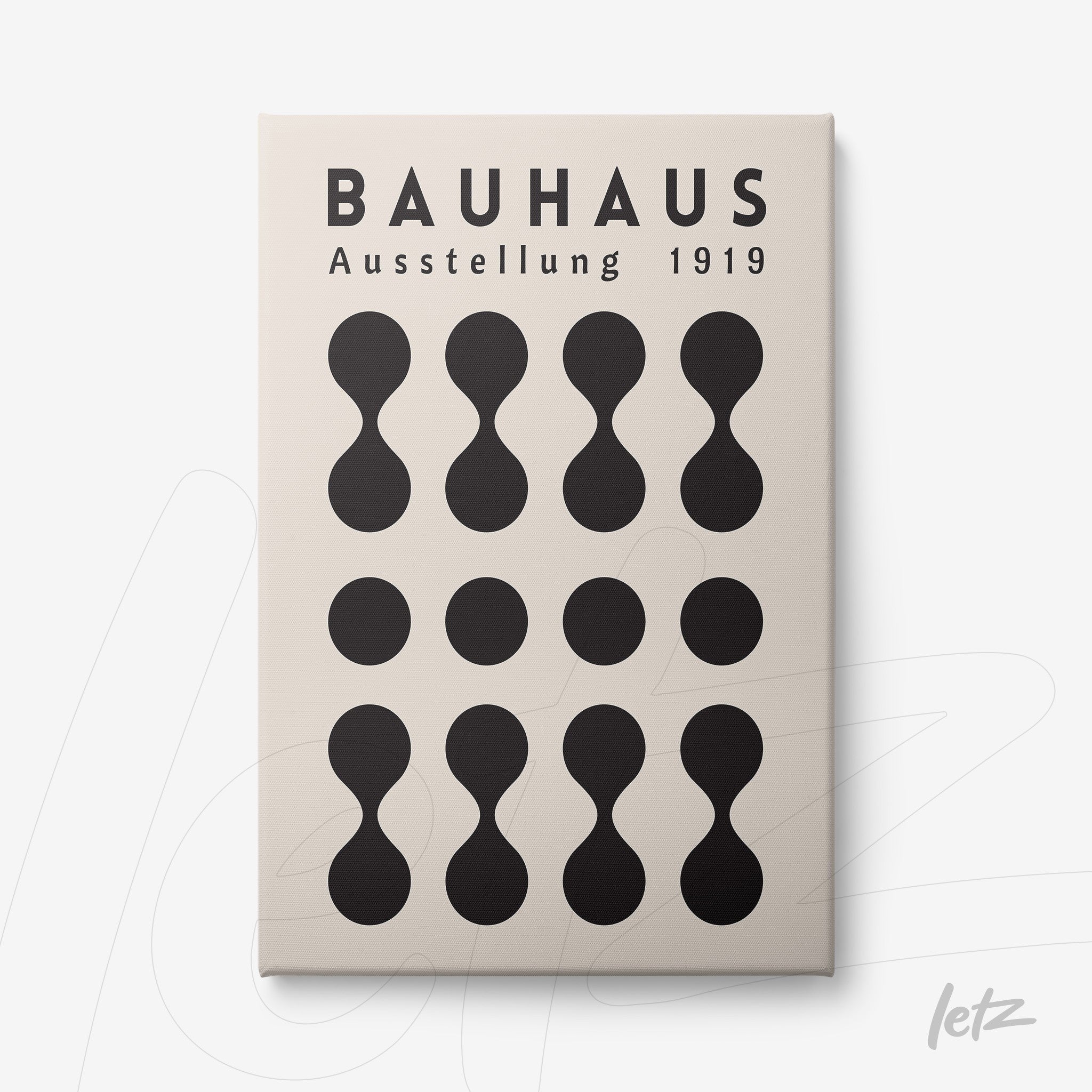 tela em canvas com design geométrico estilo Bauhaus em fundo bege