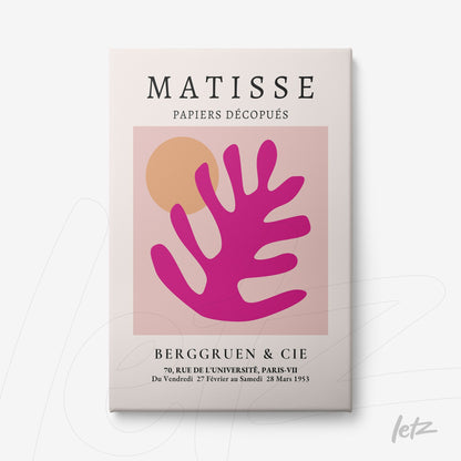 quadro com arte abstrata em cores vibrantes, destacando uma planta estilizada pink sobre fundo claro, com título em tipografia clássica