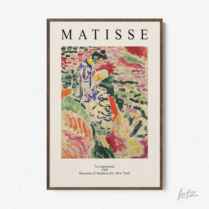 quadro com arte moderna de Matisse intitulado 'La Japonaise' em moldura de madeira clara