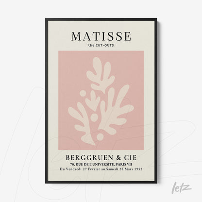 quadro com arte abstrata em tons de rosa e creme com moldura preta fina