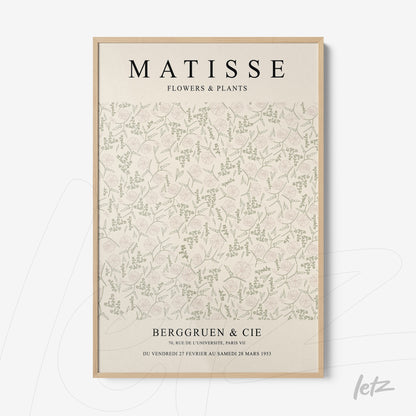 quadro com arte decorativa de flores em estilo vintage com moldura clara
