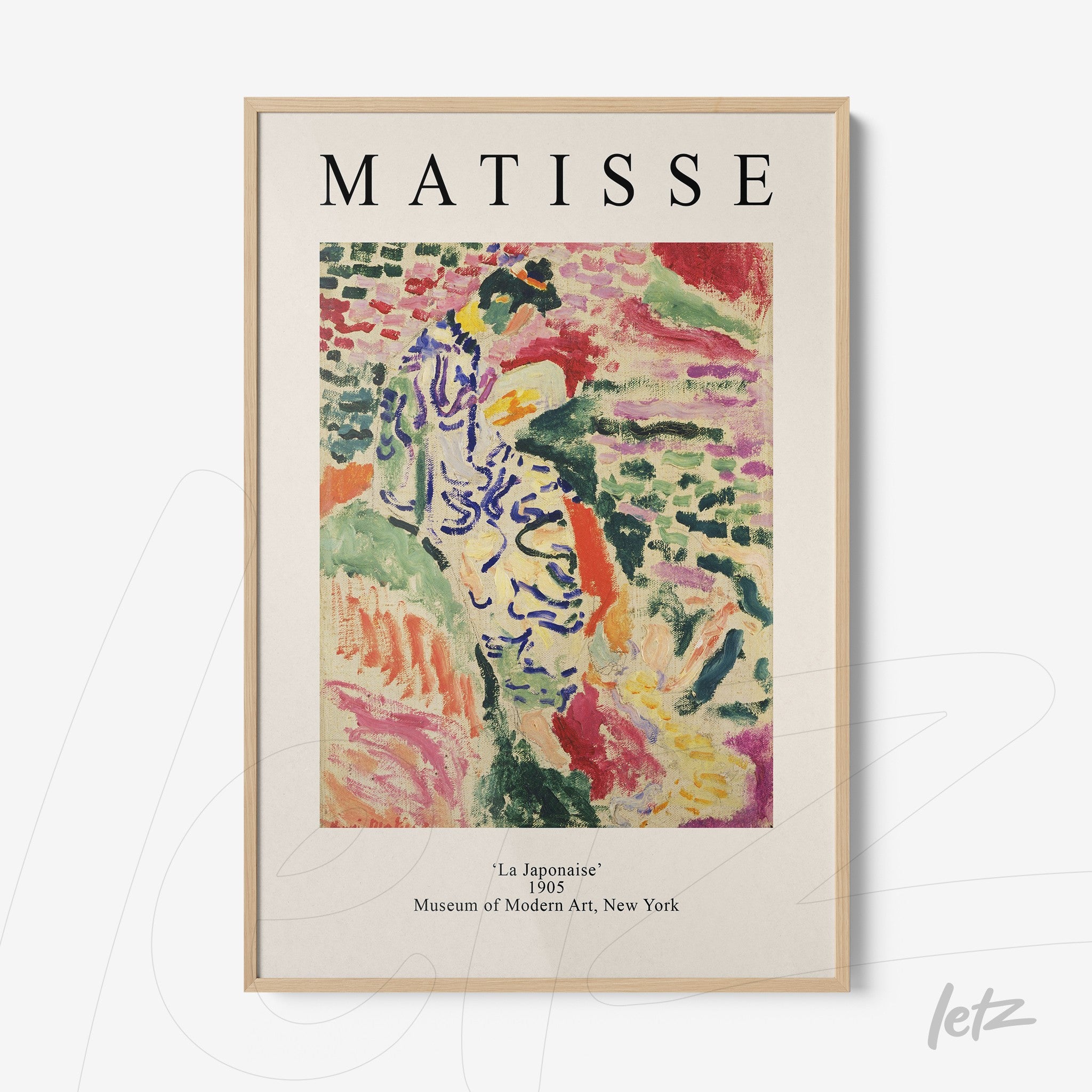 quadro com arte moderna de Matisse chamada 'La Japonais'e moldura clara