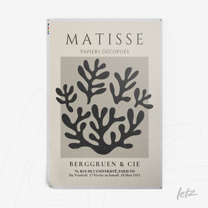 pôster com arte moderna de corais em preto e branco, com fundo creme e texto estilizado no topo