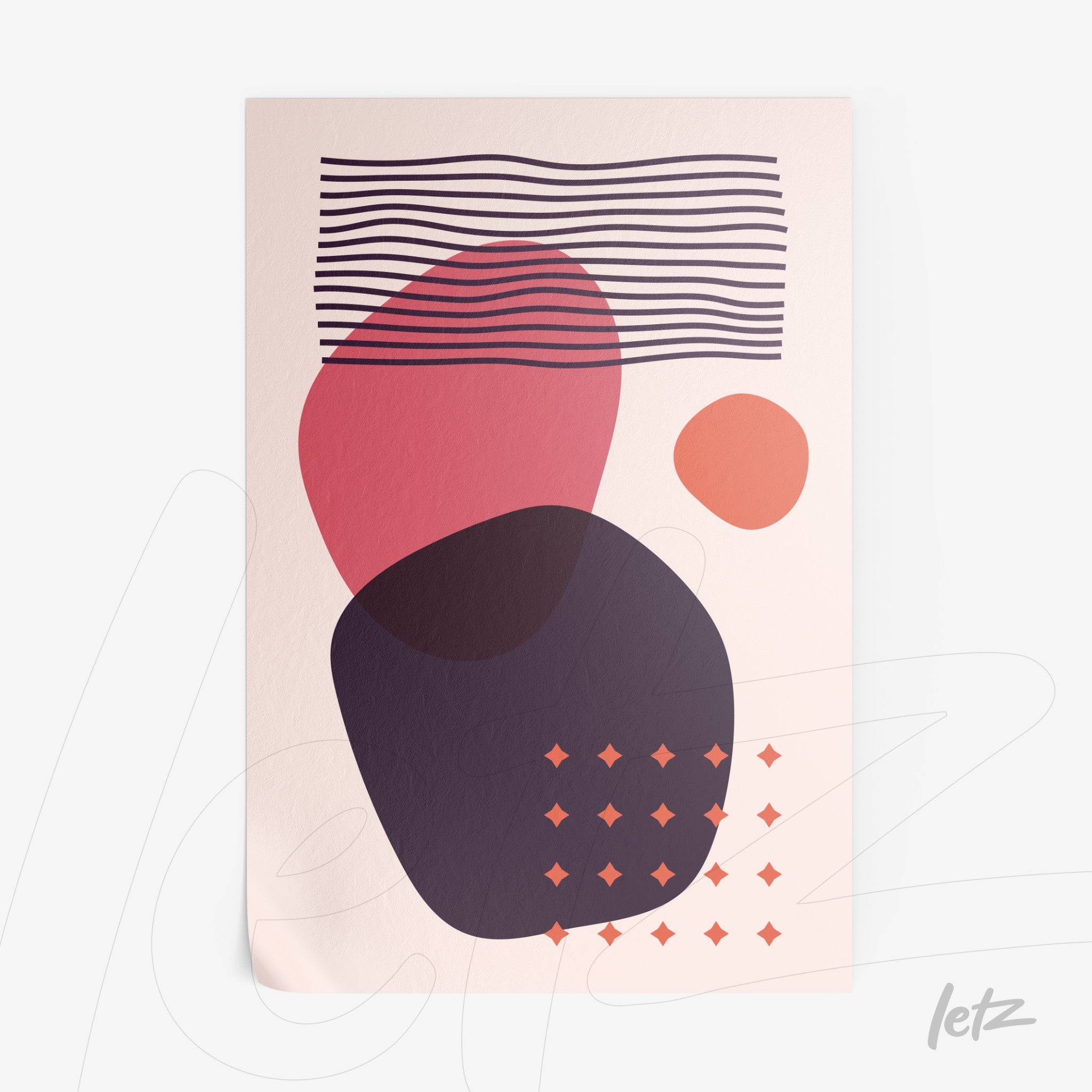 arte abstrata com formas geométricas coloridas sobre fundo claro