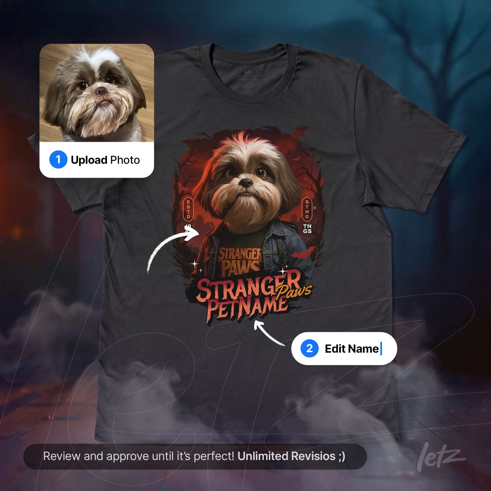 Camiseta Stranger Paws inspirada na Série Stranger Things